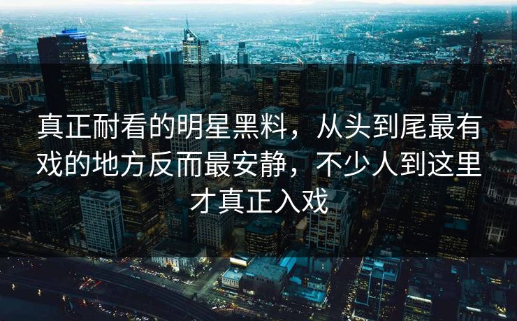 真正耐看的明星黑料，从头到尾最有戏的地方反而最安静，不少人到这里才真正入戏