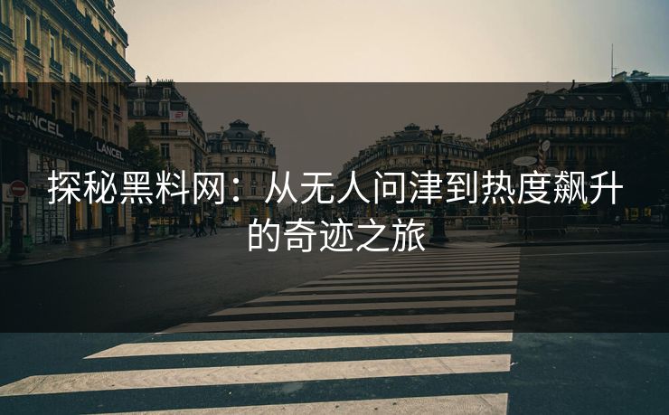 探秘黑料网：从无人问津到热度飙升的奇迹之旅