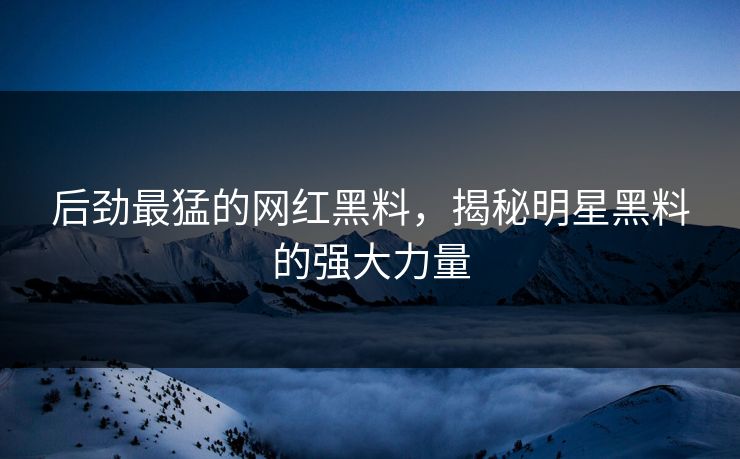 后劲最猛的网红黑料，揭秘明星黑料的强大力量