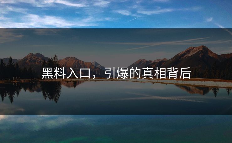 黑料入口，引爆的真相背后