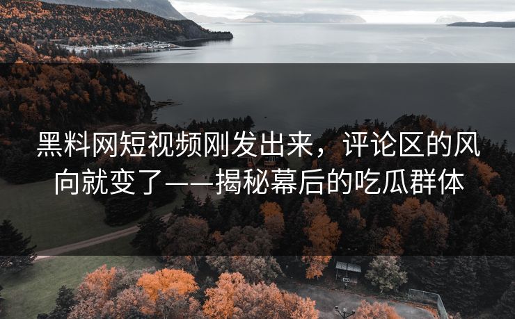 黑料网短视频刚发出来，评论区的风向就变了——揭秘幕后的吃瓜群体