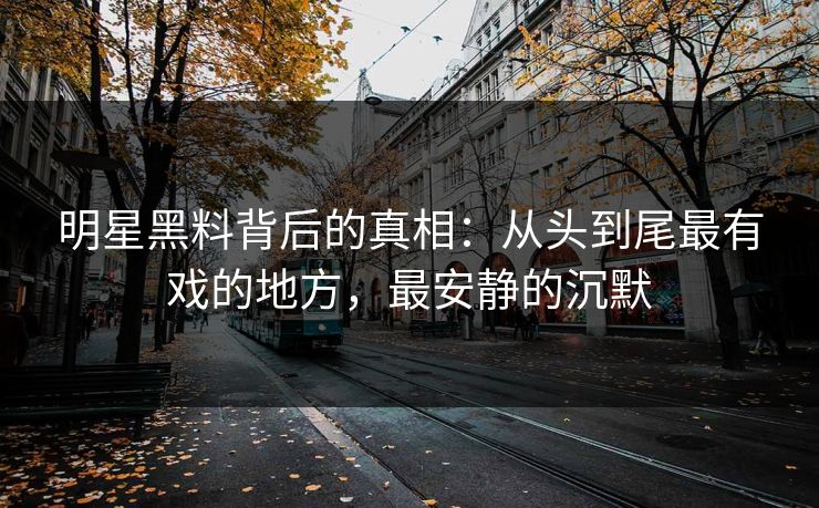 明星黑料背后的真相：从头到尾最有戏的地方，最安静的沉默