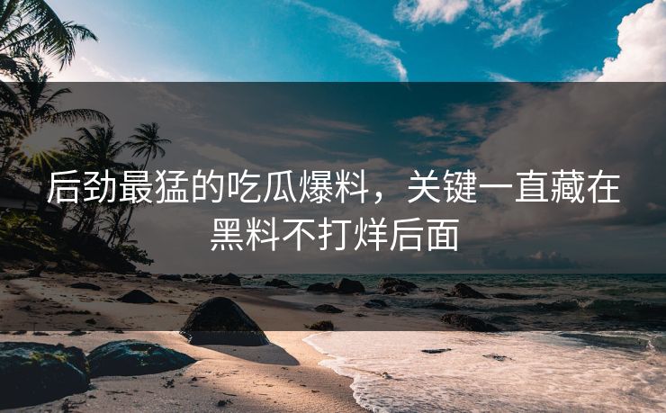 后劲最猛的吃瓜爆料，关键一直藏在黑料不打烊后面